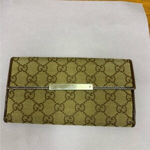 Gucci Beige and Brown Monogram Wallet